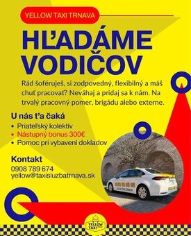 Prijmeme do pracovneho pomeru vodicov Taxisluzby