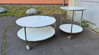 Ikea STRIND konferenčný stolík okruhly na kolieskach, biely
