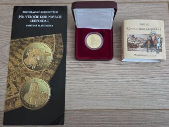 Zlatá zberateľská minca 5000 SK Korunovácia Leopolda I. 2005