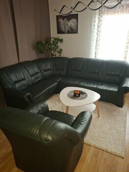 Kožená sedačka s kreslom