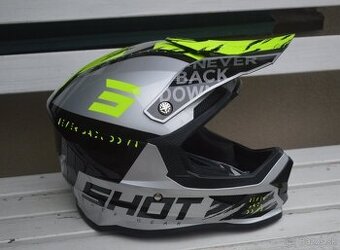 Prilba helma čierno sivá žltá shot