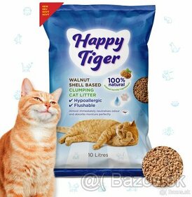 HAPPY TIGER - bio mačací piesok zo škrupín vlašských orechov
