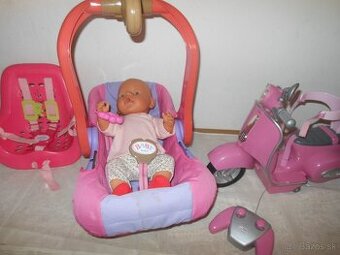 Bábika Baby Born, nosič, motorka na ovládanie, sedátko na bi