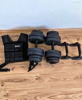 Záťažová vesta 16 kg + jednoručky 14,5 kg | domáci tréning s