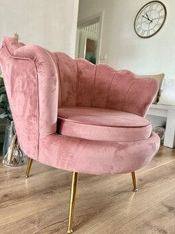 Kreslo velvet ružové