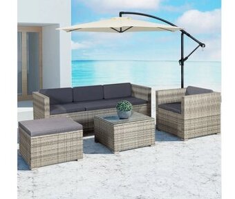 Záhradný ratanový set PuntaCana s kreslom alebo bez - sivá