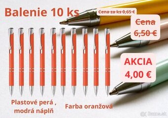 Perá plastové , balenie 10 ks , farba oranžová