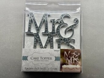 Svadobná ozdoba Mr & Mrs - Cake topper