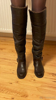 Dámske zimné kožené čižmy