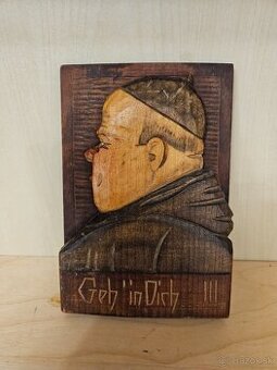 Drevený obrázok mnícha cena 10€/15x10cm/