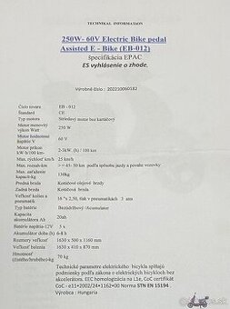250w-60V elektricky bicykel