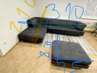 Čierna rohová sedacia súprava