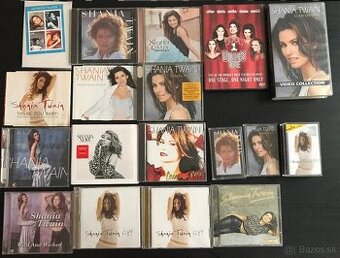 Shania Twain - zbierka CD, MC, VHS, DVD + známky.