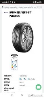 Zimné pneumatiky Barum Polaris 195/65 R15 T