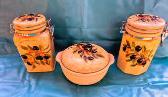 Keramické dózy - Provensálsky štýl - 3 ks