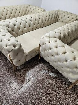 CHESTERFIELD ŠTÝL-ZN.CALIA ITALY KOŽENÁ,3+2+1