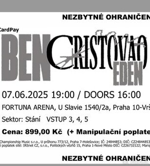1x listok na koncert Bena Cristovaa