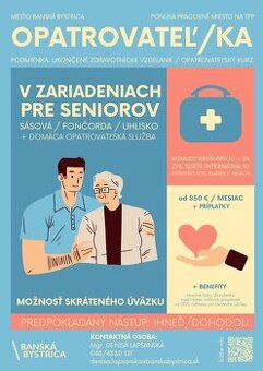 Hľadáme opatrovateľku do zariadenia sociálnych služieb v BB