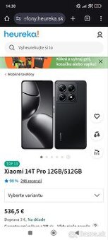 Predám Xiaomi 14T Pro 512GB – čierny,