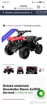Detská štvorkolka elektrická nová zabalená v záruke