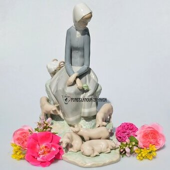LLadró Veľká zberateľská porcelánová soška - Prasiatka
