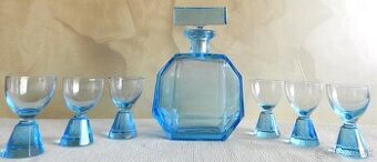 Súprava pre 6 osôb Čechy 1 pol. 20 storočia modré sklo - 1