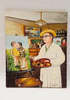 olej na plátne „ateliér“ 1975