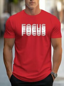 Pánske strečové tričko s nápisom FOCUS - Červené