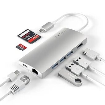 Satechi USB-C Multiport adaptér 4K 8ports - Silver