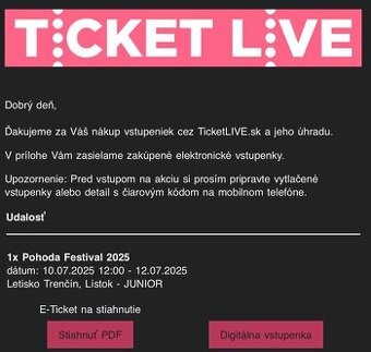POHODA 2025 JUNIOR TICKET SÚRNE