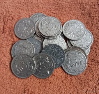 Predám mince 20 hal. Rôzne ročníky František Jozef I.