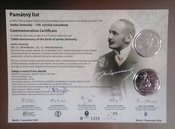 Janko Jesenský, pamätný list
