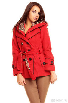 Červený kabát s tigrovinou veľ. XL