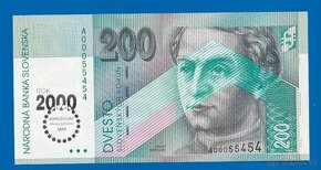 Slovenská bankovka 200 Sk bimilénium s. A UNC