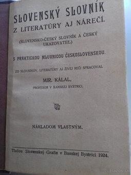Predám Slovenský slovník z roku 1924