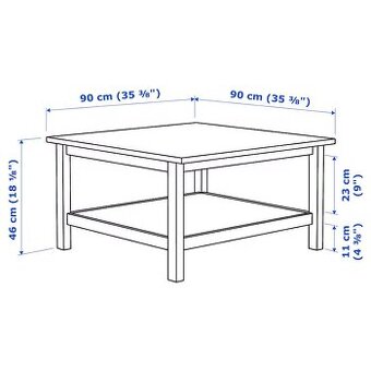 HEMNES Konferenčný stolík, bielo morené/svetlohnedá, 90x90 c