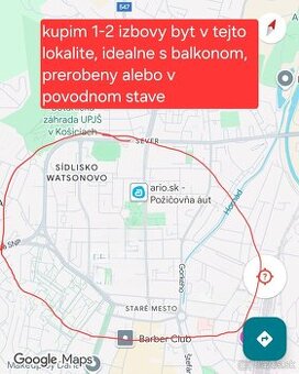Ponuknite 1 izbovy , 2 izbovy byt v okoli Nam. Maratoncov