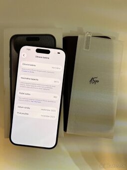 IPHONE 15 PRO BLACK TITANIUM 128GB ZÁRUKA - VEĽMI PEKNÝ STAV