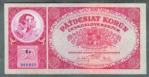 Staré bankovky 50 korun 1929 NEPERFOROVANA pěkný stav - 1