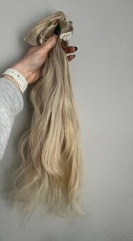 Clip in vlasy ľudské blond 40 - 43  cm, 120 gramov