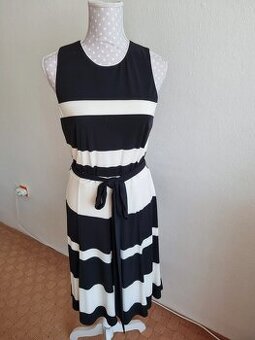 nové krémovo-čierne elastické šaty Ralph Lauren 38