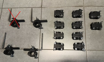 trubky, rúrky, clampy, ramená na bicie