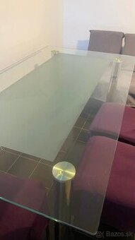 Jedálenský stôl so sklenenou doskou 160x90cm