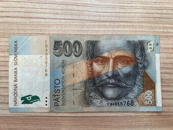 Slovenská bankovka 500 SK rok 2000 séria F ( znak )
