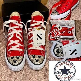 converse mickey mouse shoozers crystals red tenisky