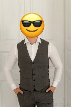 Pánsky oblek – slim fit, vlna 100 % (veľkosť M)
