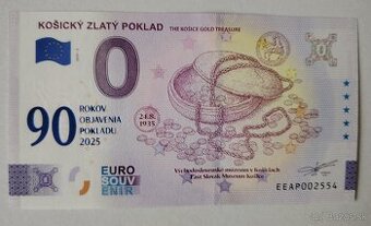 0€ / 0 euro suvenírová bankovka prítlač gold - výmena