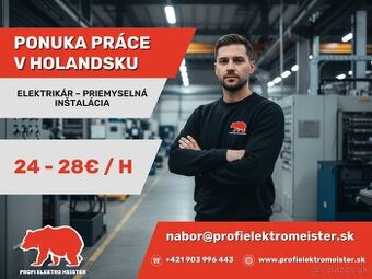 Elektrikár Holandsko – živnosť, 24–28 €/h