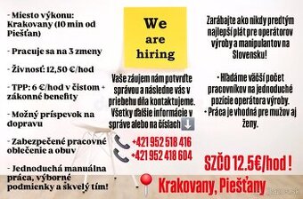 HĽADÁME OPERÁTOROV VÝROBY a MANIPULANTOV 12.5e