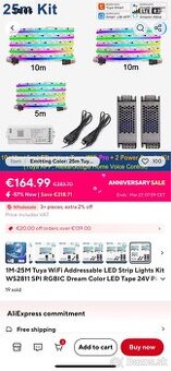 RGB COB LED pásik 10m